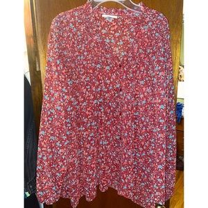 Button down long sleeve chiffon top